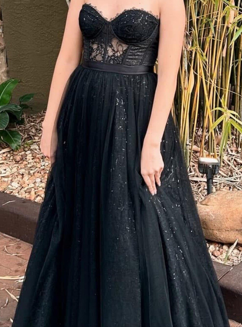 Strapless Black Tulle Ball Gown 6 Layers With Pockets - Measurements In Photos